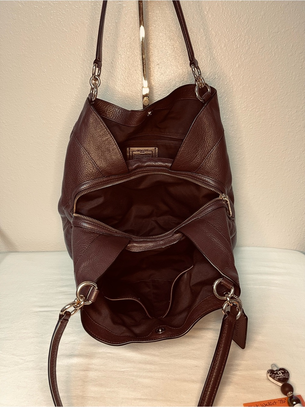 Coach Lexy Pebbled Leather Shoulder Bag in Oxblood - Picture 6 of 15